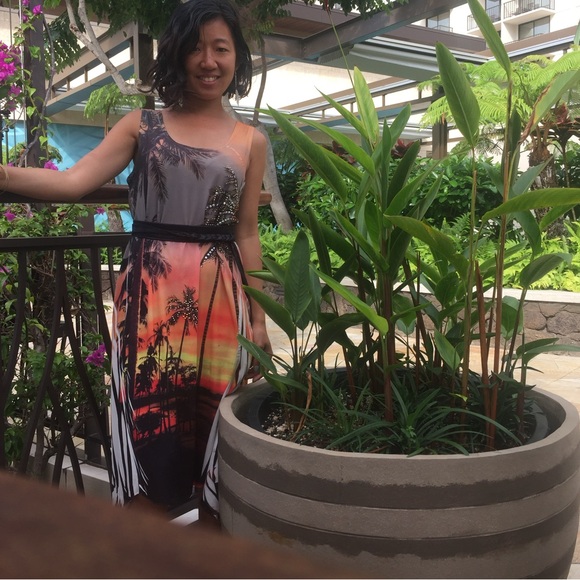 Tropical Sunset Dress with Scoop Neck - Picture 5 of 5